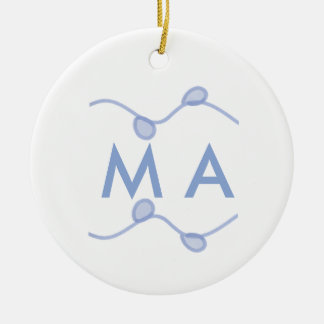 Simple monogram add your name letter blue leaf julgransprydnad keramik