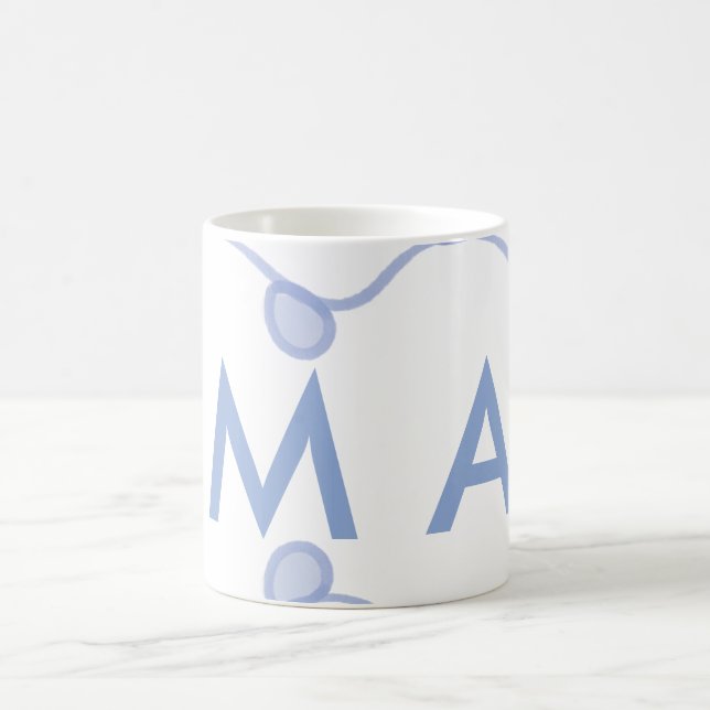 Simple monogram add your name letter blue leaf kaffemugg (Center)