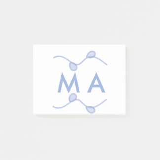Simple monogram add your name letter blue leaf post-it block