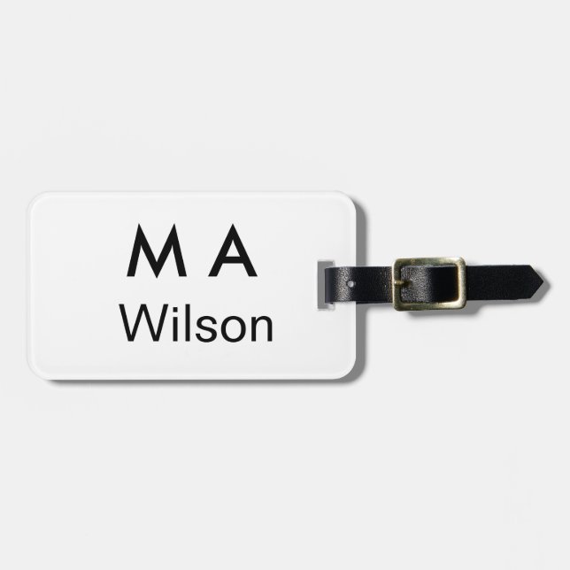 Simple monogram add your name letter man minimal   bagagebricka (Horisontell Framsida)