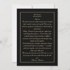 Simple Monogram Black Gold Wedding Vow Card Inbjudningar