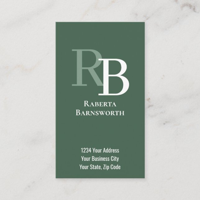 Simple Monogram QR Code Green | Connect with Me Visitkort (Framsida)