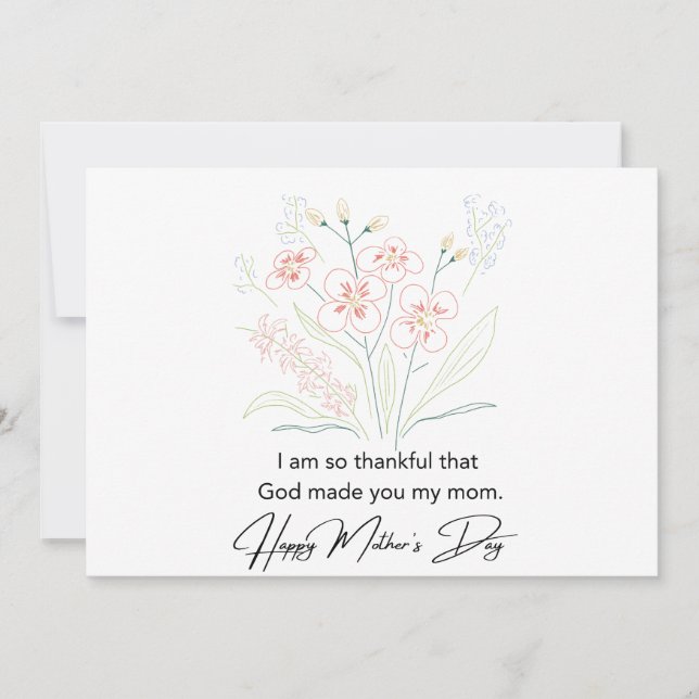 Simple Mors dag Flowers Teckning Tack Kort (Framsida)