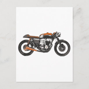 Simple Motorcycle - Cafe Racer 750 Drawing Vykort