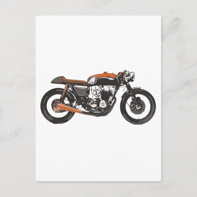 Simple Motorcycle - Cafe Racer 750 Drawing Vykort (Framsida)