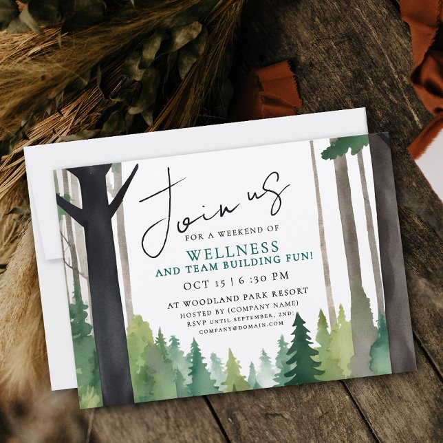 Simple Mountain Forest Team Building Relax Paint Inbjudningar (Skapare uppladdad)