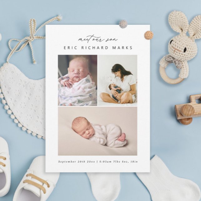 Simple Multi-Photo Birth Son Meddelande (Skapare uppladdad)