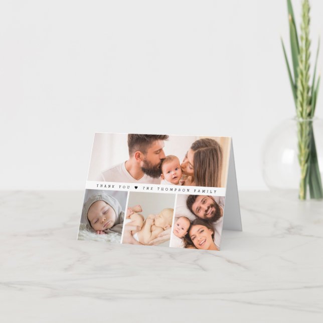 Simple Multi Photos Baby Shower Tack Kort (Framsida)