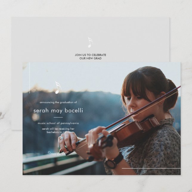 Simple Music Major Studenten-inbjudan Meddelande (Fram/baksida)