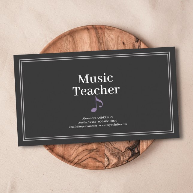 Simple Music Teacher Visitkort (Simple Music Teacher Business Card)