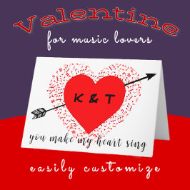 Simple Music Theme Black and Red Valentine Day Kort