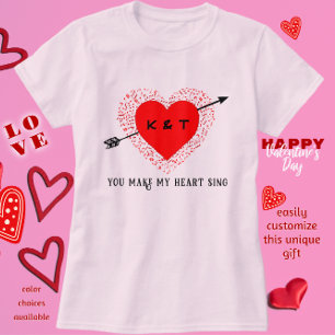 Simple Music Theme Black and Red Valentine Day T Shirt