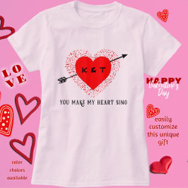 Simple Music Theme Black and Red Valentine Day T Shirt
