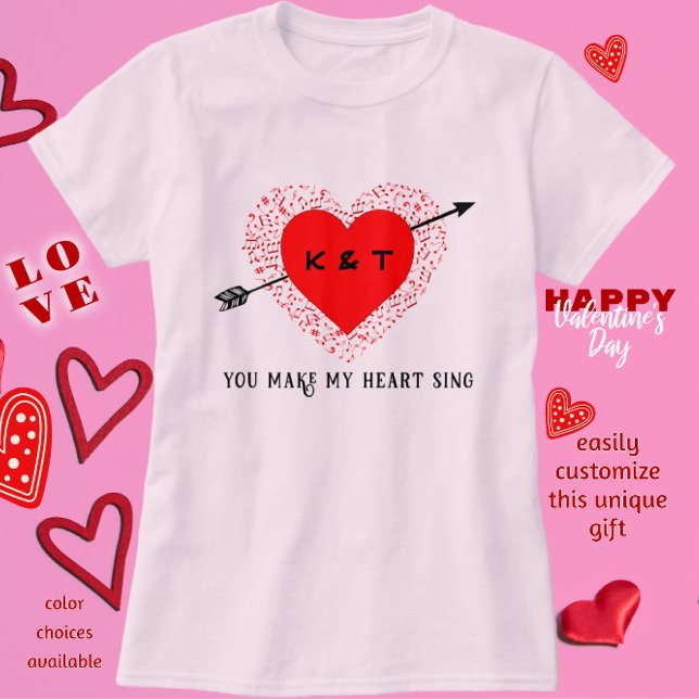 Simple Music Theme Black and Red Valentine Day T Shirt (Skapare uppladdad)