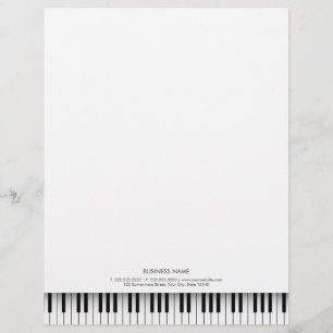 Simple Musical Piano Black & White Nycklar Letterh Brevhuvud