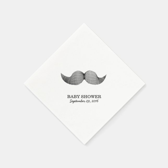 Simple Mustache Baby Shower Pappersservett (Hörn)