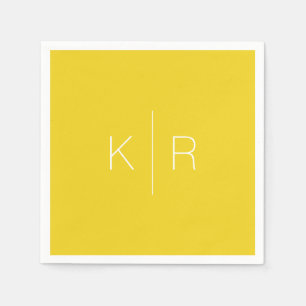Simple Mustard Gult Monogram Bröllop Napkins Pappersservett