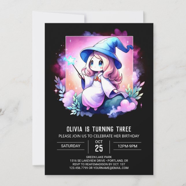 Simple Mystical Wizard Birthday Inbjudningar (Framsida)