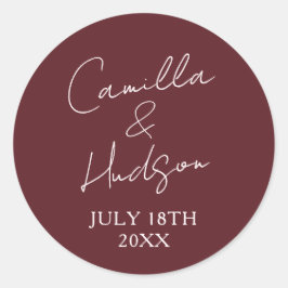 Simple Names Wedding Date Favor Envelope Runt Klistermärke