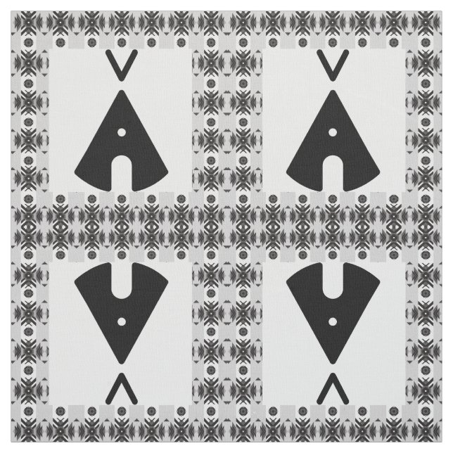 Simple Native American Tipi Black Tyg (Provkarta)
