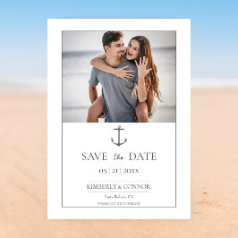 Simple Nautical Anchor Photo Save Date | Vit Spara Datumet