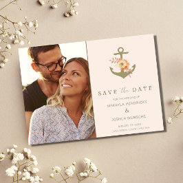 Simple Nautical Boho Blommigt Bröllop spara datum Meddelande Vykort