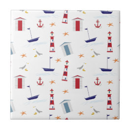 Simple Nautical Mönster Kakelplatta