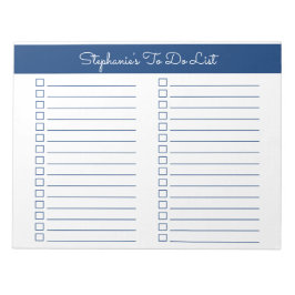 Simple Navy Blue 8.5x11 Two Column Checklist Anteckningsblock