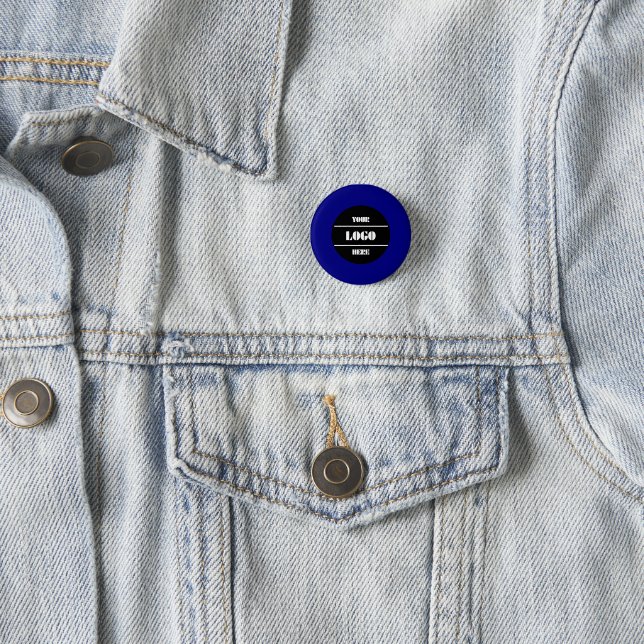 Simple Navy Personalized Solid Color Button Knapp (In Situ)