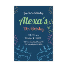 Simple Neon 10:e födelsedagsinbjudan | Customizabl