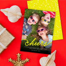 Simple Neon Gult Cheers Calligraphy Script Photo