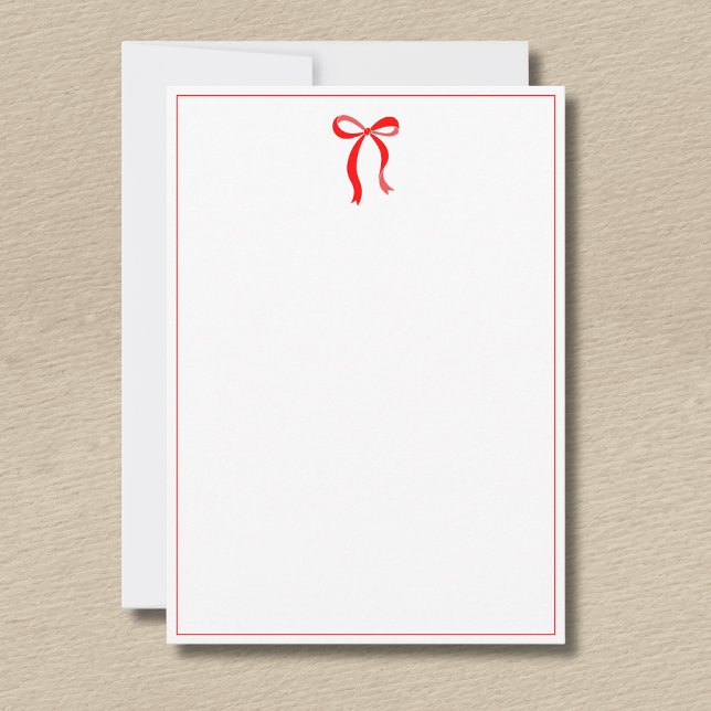 Simple Neon Red Bow Thin Border No text Anteckningskort (Skapare uppladdad)