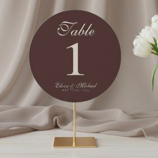 Simple Neutral Brown Wedding Table Number Julkort