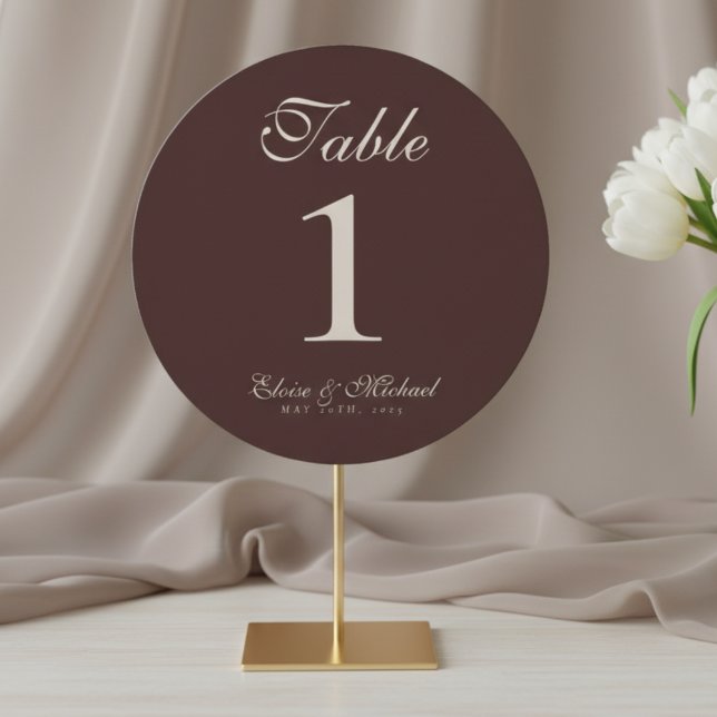 Simple Neutral Brown Wedding Table Number Julkort (Guide guests to their seats in style with this Neutral Brown Wedding Table Number Sign!)