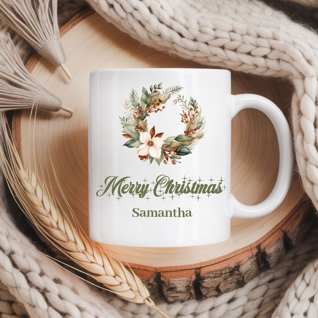 Simple neutral Scandinavian look custom name Xmas Kaffemugg (Simple neutral Scandinavian look custom name Christmas mug

)