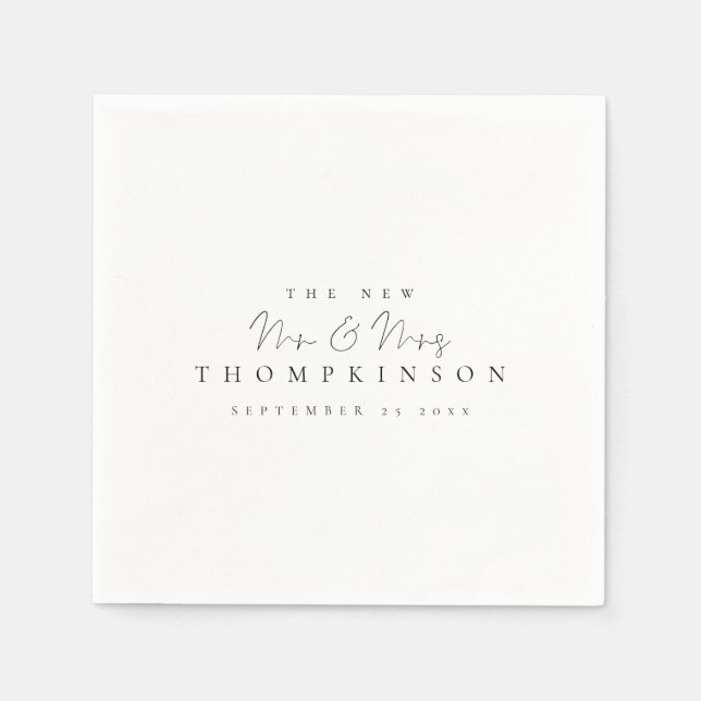 Simple New Mr. och Mrs. Namn Date Script Pappersservett (Framsidan)