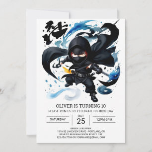 Simple Ninja Martial Arts Birthday Inbjudningar