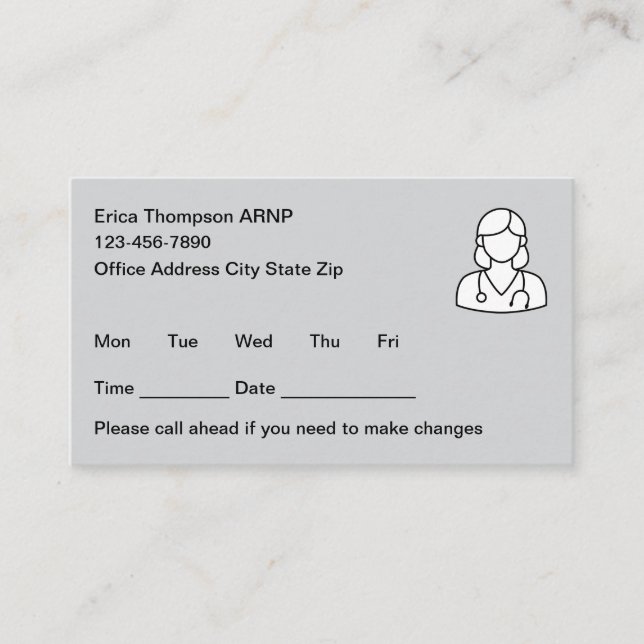 Simple Nurse Practitioner Appointment Cards Tidsbeställning Kort (Framsida)