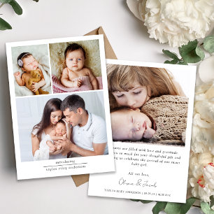 Simple Nyfödd bebis Multi Photo Collage Tack Kort