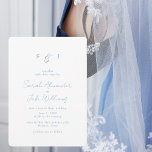 Simple Ocean Blue Text Rounded Wedding Website Inbjudningar<br><div class="desc">Rounded Ocean Blue Text white background wedding invitation.  Wedding website on the back.</div>