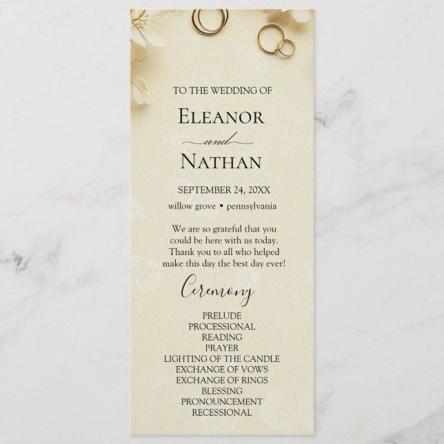 Simple och elegant Beige Bröllop Program (Framsida)