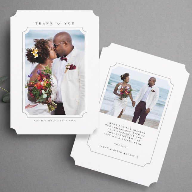 Simple och Elegant bröllop 2 Photo Tack Kort (Front & Back)