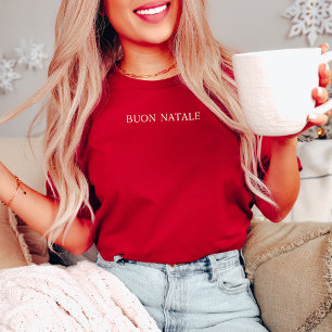 Simple och Snyggt Buon Natale Italiensk jul T Shirt