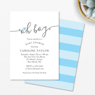 Simple Oh Boy Baby Shower Inbjudningar