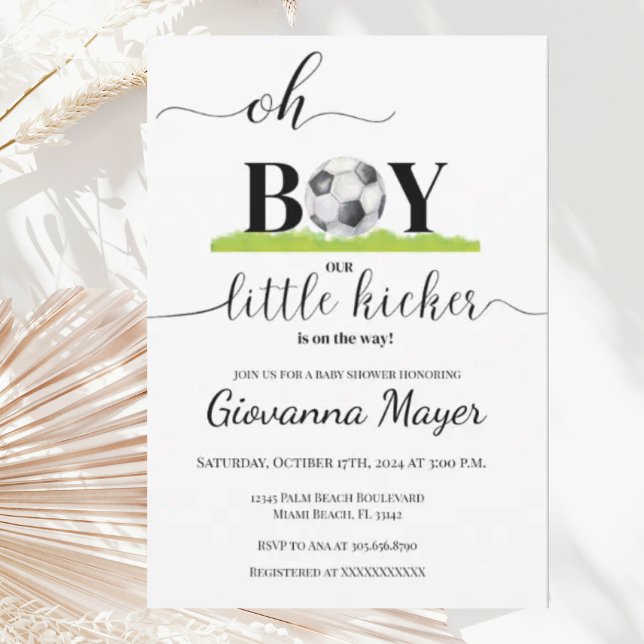 Simple Oh Boy Soccer Boy Baby Shower-inbjudan Inbjudningar (Skapare uppladdad)
