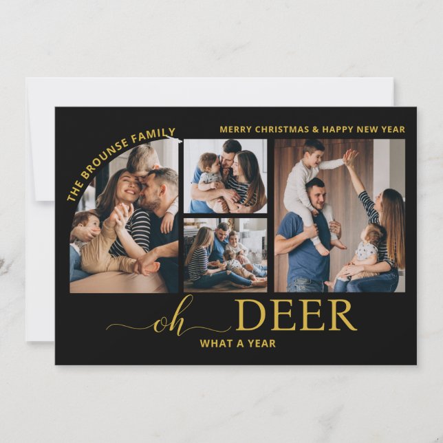 Simple Oh Hjort What a Year Photo Collage jul Kort (Framsida)