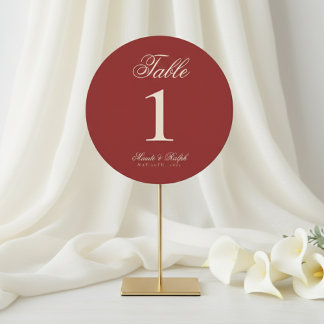Simple Old Money Bold Red Wedding Table Numbers Julkort