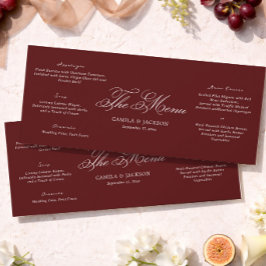 Simple Old Money Burgundy Wedding Menu Card Inbjudningar