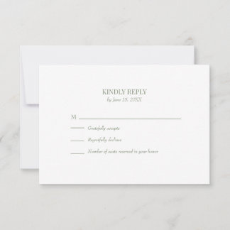 Simple Olive Green Custom Photo Wedding RSVP Card OSA Kort