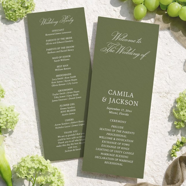 Simple Olive Green Wedding Flat Program (Skapare uppladdad)